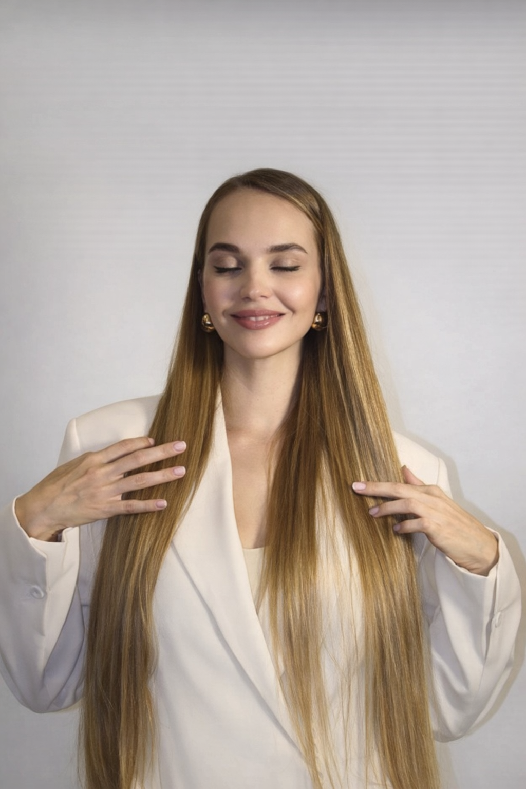 Luxury hair styling result at Medloft Beauty Couture hair salon Limassol showing glossy balayage